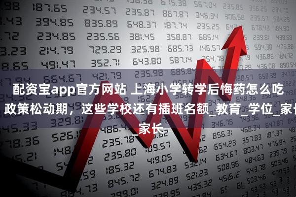 配资宝app官方网站 上海小学转学后悔药怎么吃？政策松动期，这些学校还有插班名额_教育_学位_家长