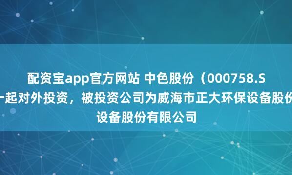 配资宝app官方网站 中色股份（000758.SZ）新增一起对外投资，被投资公司为威海市正大环保设备股份有限公司